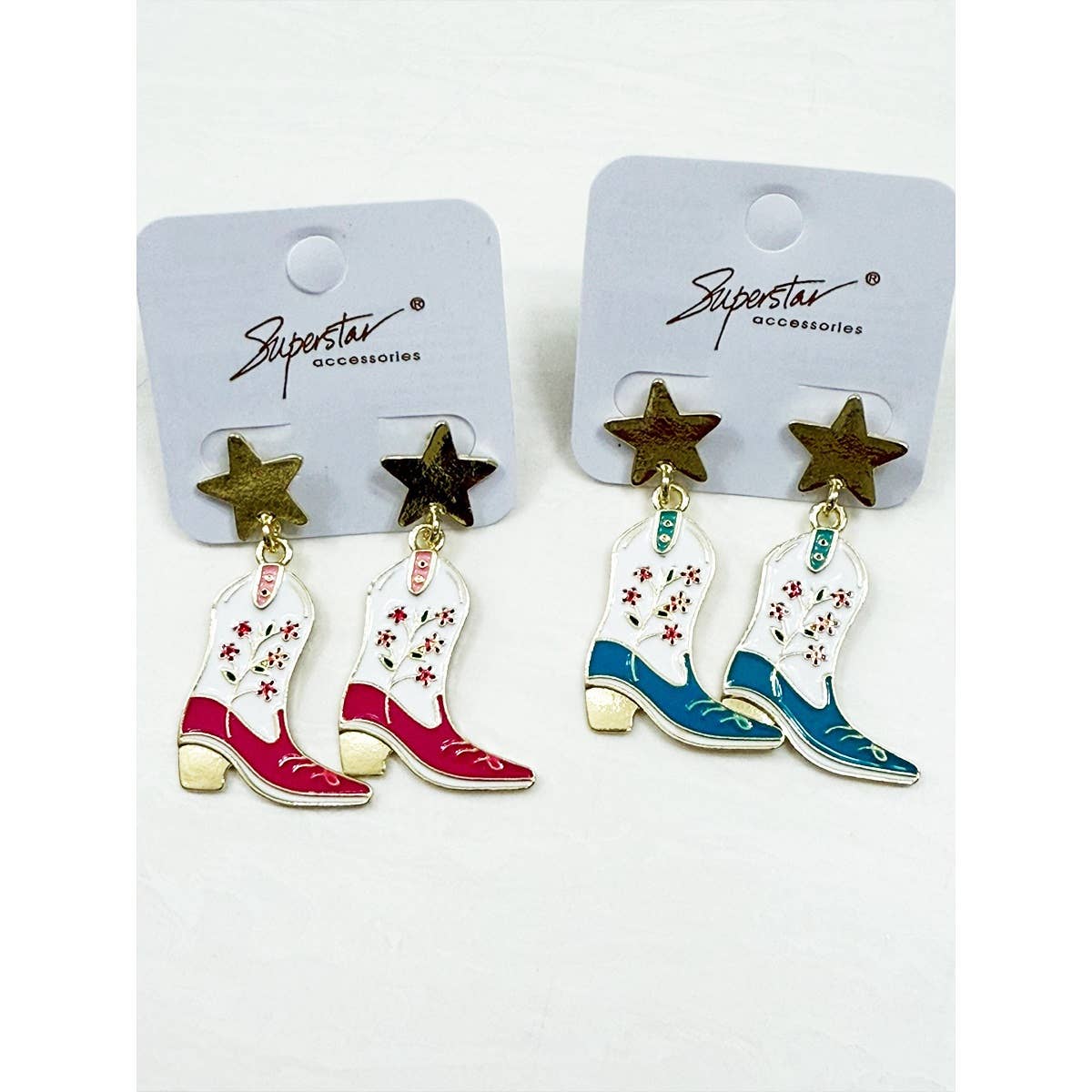 Western Boots and Star Earrings Set: MIX COLOR