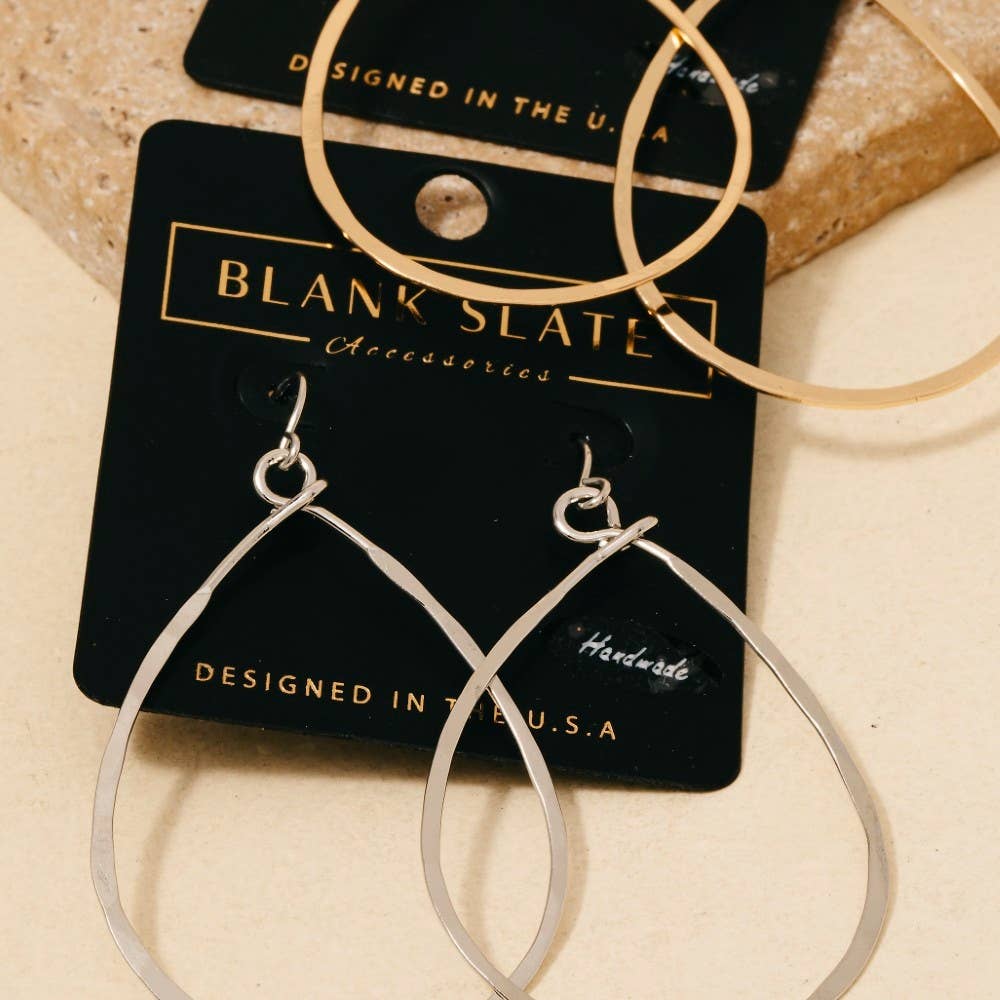 Handmade Thin Teardrop Cutout Earrings: G
