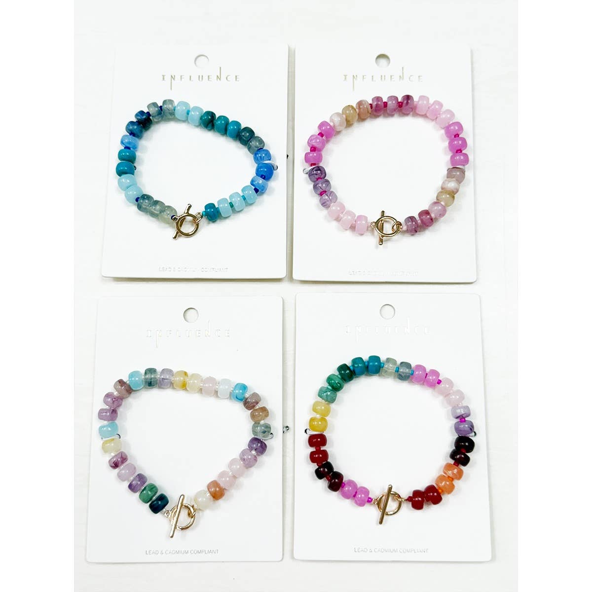 Round Shaped Resin Beads Ombre Mixed Bracelet: TURQUOISE