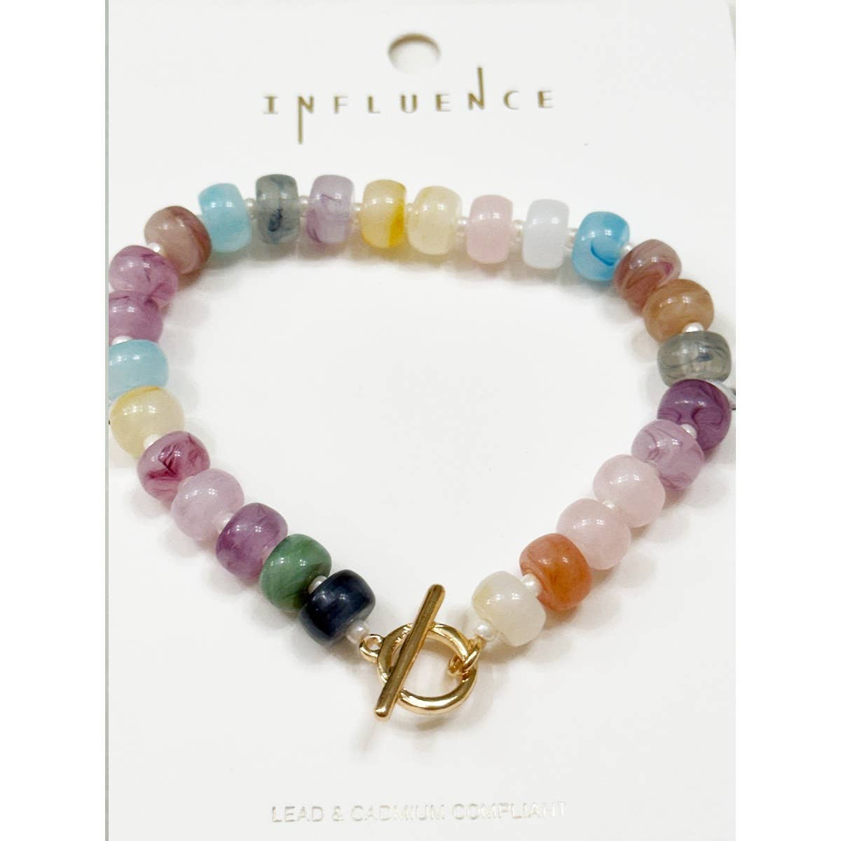 Round Shaped Resin Beads Ombre Mixed Bracelet: TURQUOISE