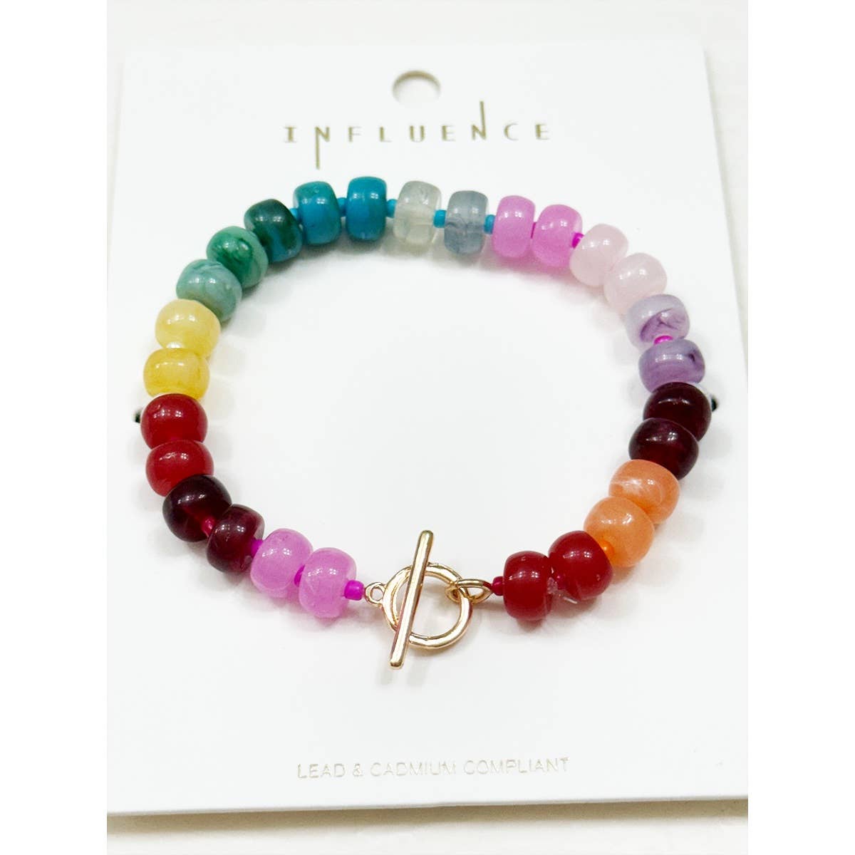 Round Shaped Resin Beads Ombre Mixed Bracelet: TURQUOISE