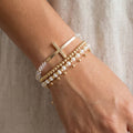 Cross Charm Pearl And Metallic Beaded Bracelet: GD