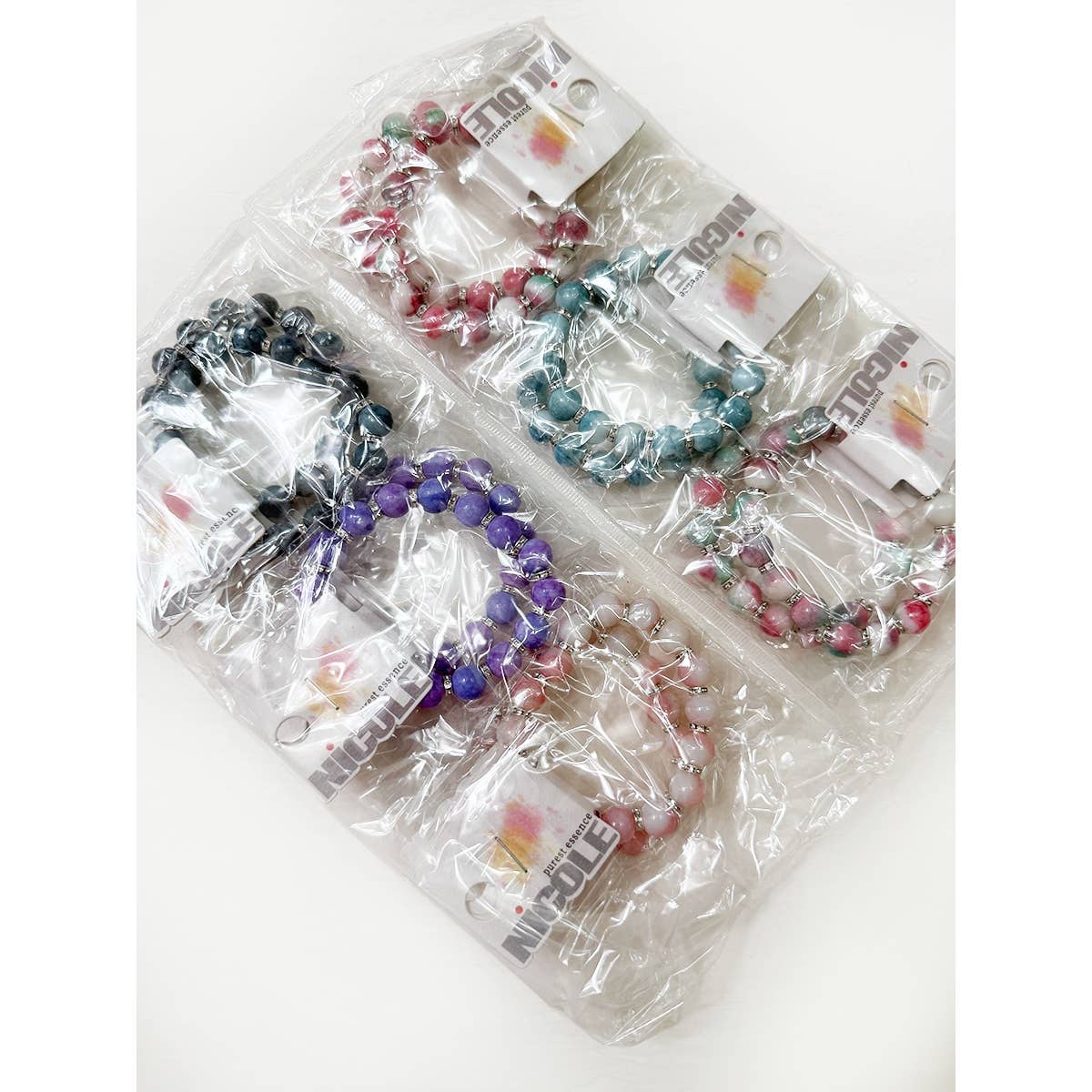 Soft Tone Beaded Stretch Glass Bracelets: MIX COLOR