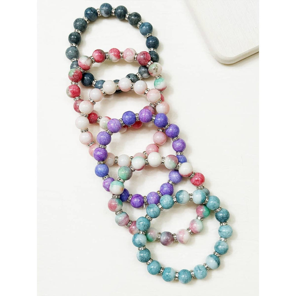 Soft Tone Beaded Stretch Glass Bracelets: MIX COLOR