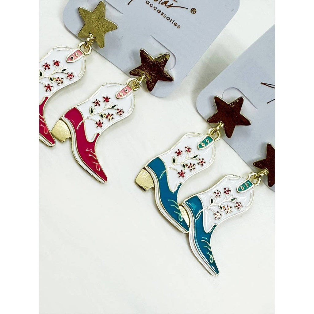 Western Boots and Star Earrings Set: MIX COLOR