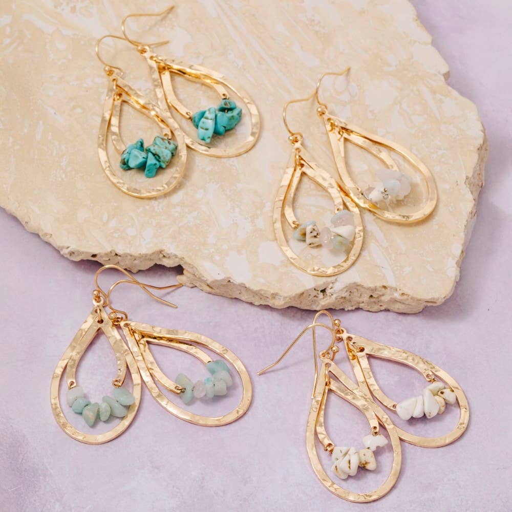 Hammered Layered Teardrop Cutout Earrings: HOWLITEGD