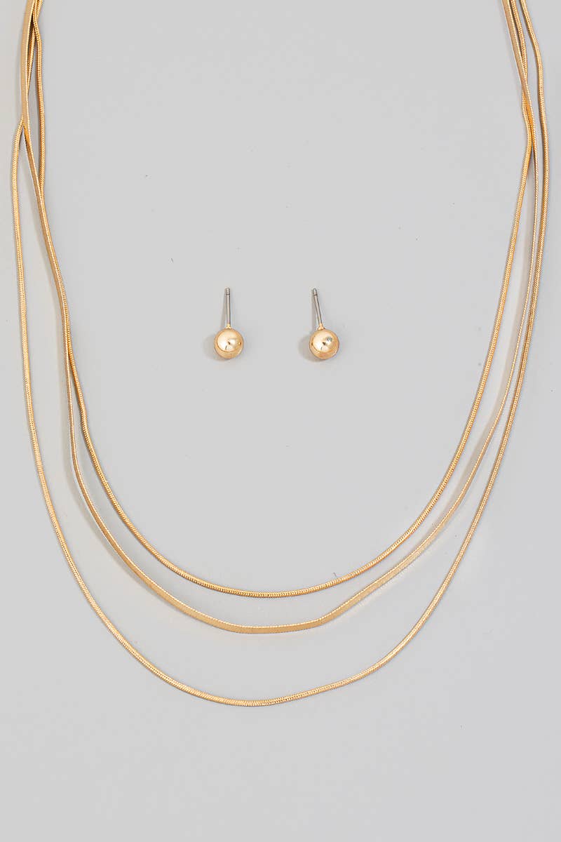 Triple Layered Dainty Classic Chain Necklace Set: GD