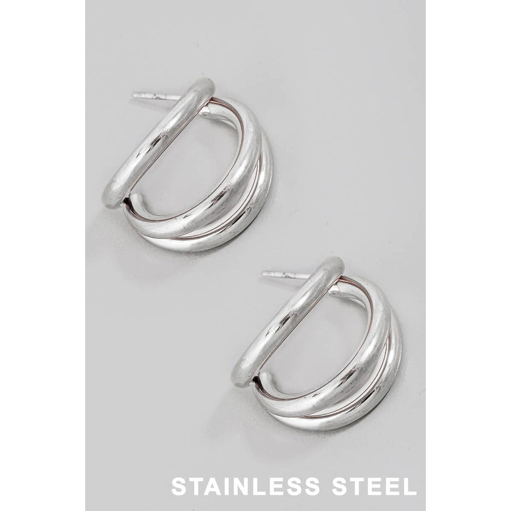 Stainless Steel Layered Tube Hoop Earrings: G