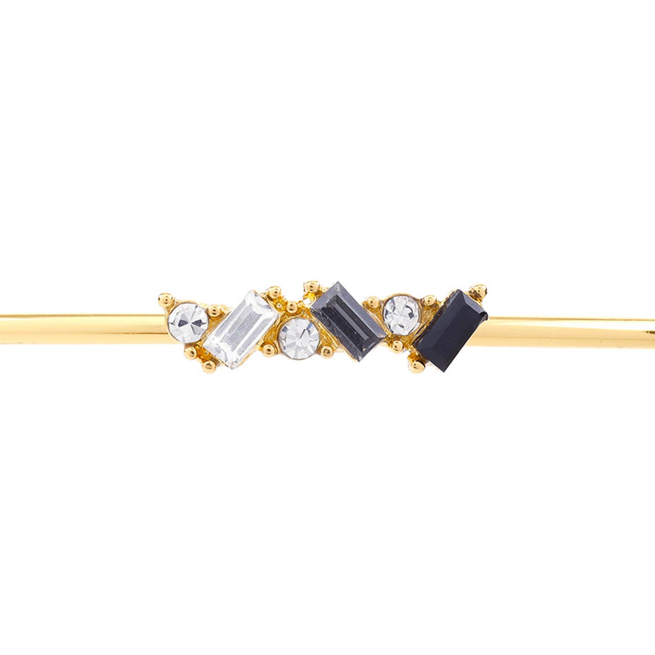 Crystal Bangle - Black Bar: Zinc Alloy, glass / 2.25 W x 2 H