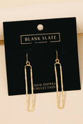 Gold Dipped Hammered Narrow Rectangle Dangle Earrings: G