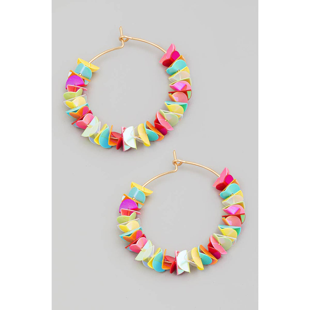 Layered Sequin Hoop Earrings: AB