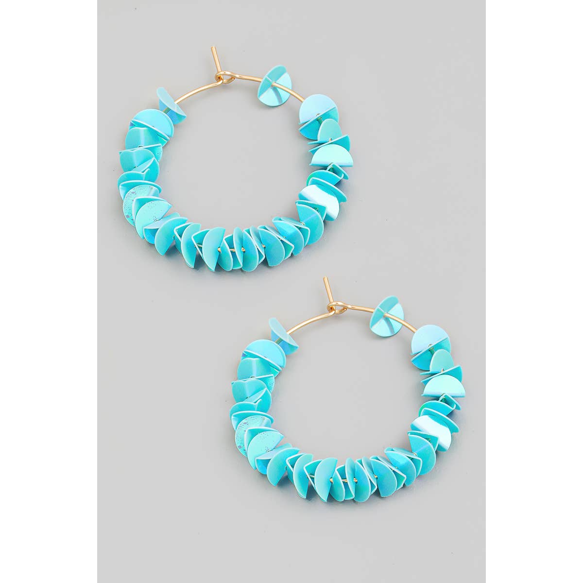 Layered Sequin Hoop Earrings: AB