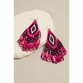 Triangular Boho Seed Beaded Fringe Dangle Earrings: SHP