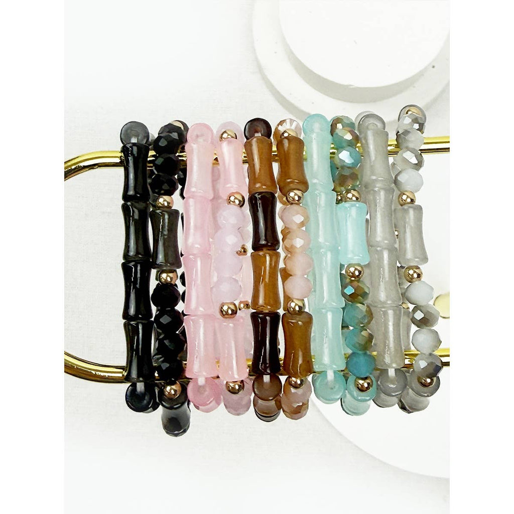 Stone Design Cross Beaded Stretch Bracelet