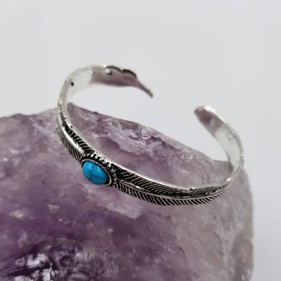 Turquoise Feather Cuff Bracelet