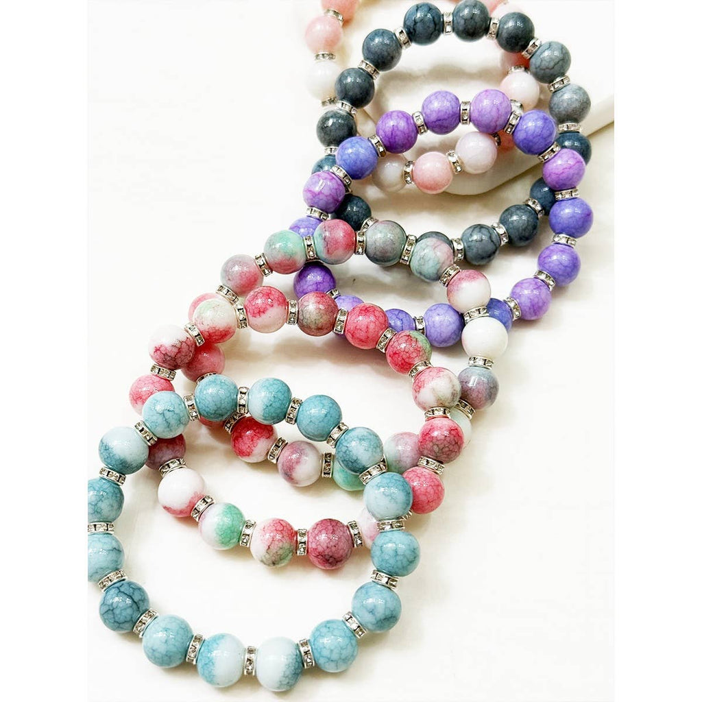 Soft Tone Beaded Stretch Glass Bracelets: MIX COLOR