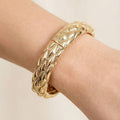 Quilted Pattern Metallic Elastic Bangle Bracelet: Gold