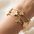 Hammered Cross Charms Layered Bracelet Set: WG