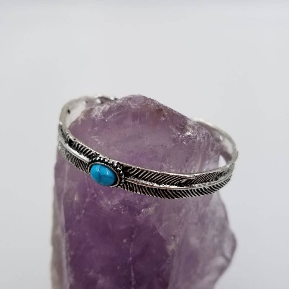 Turquoise Feather Cuff Bracelet