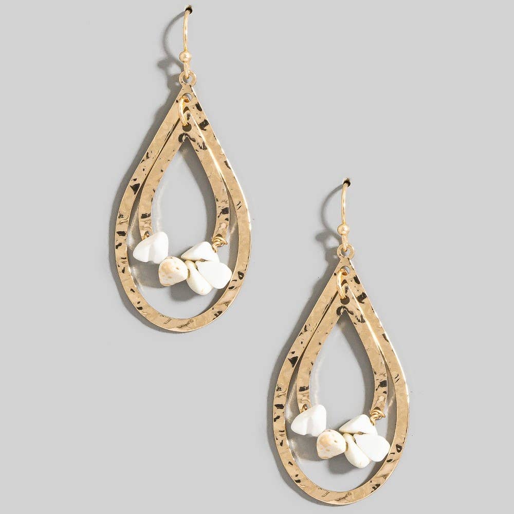 Hammered Layered Teardrop Cutout Earrings: HOWLITEGD