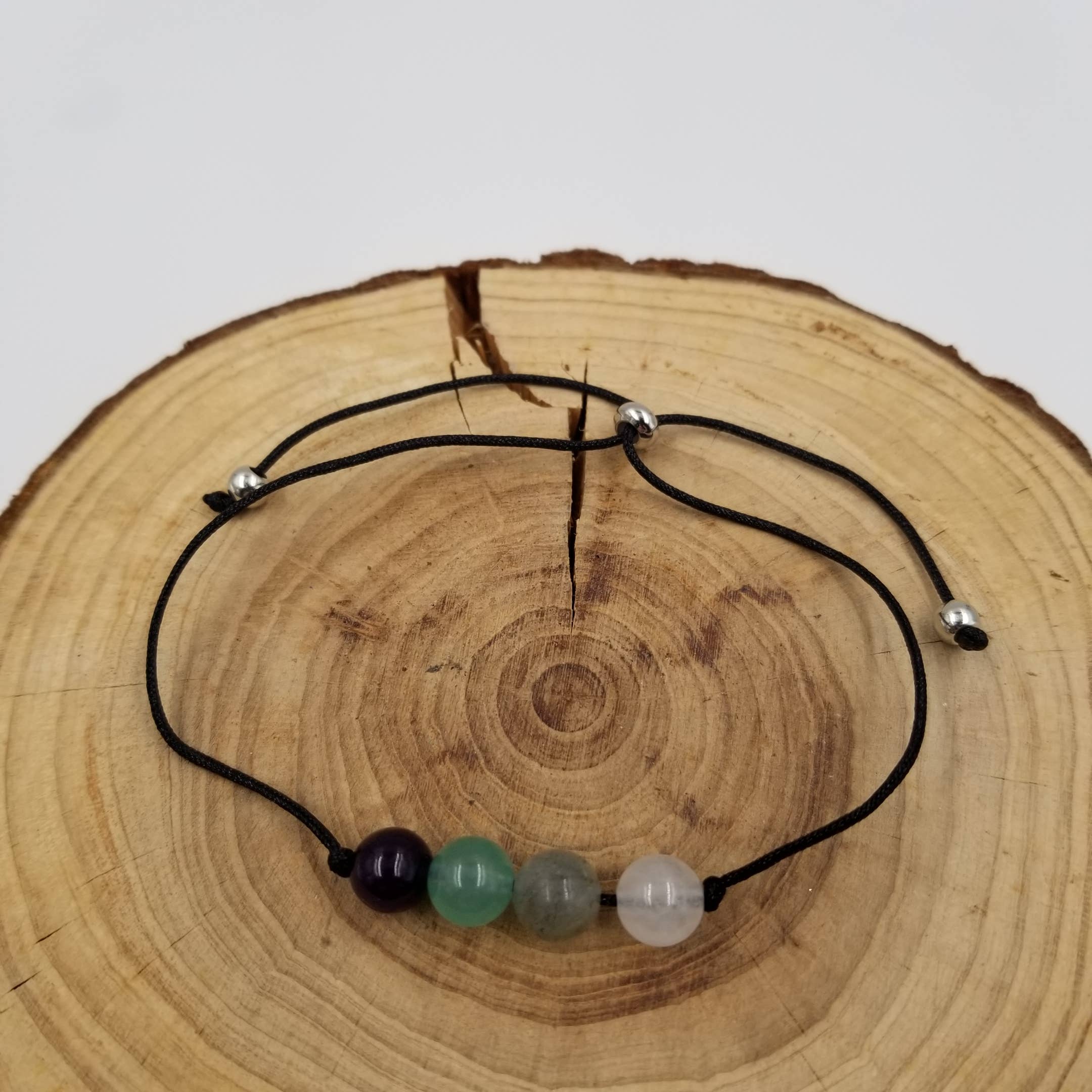 Handmade 4 Chakra Natural Stone Bracelet With Card: Anxiety Relief