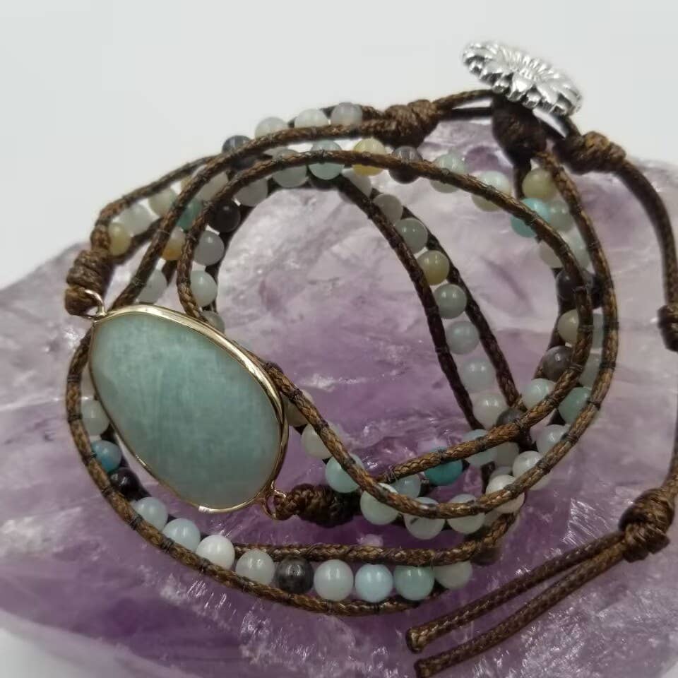 Natural Stone Gemstone Beaded Wrap Bracelets