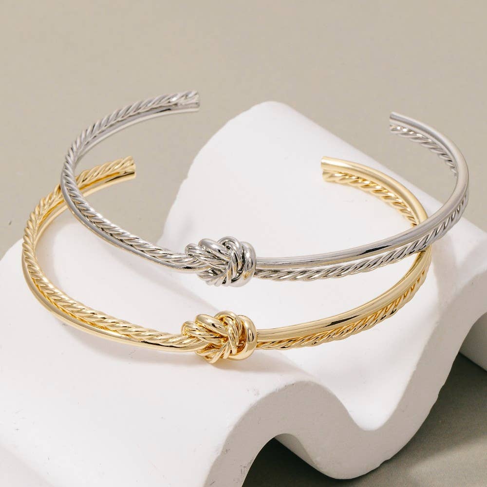 Wire Smooth Rope Knot Open Cuff Bracelet: G