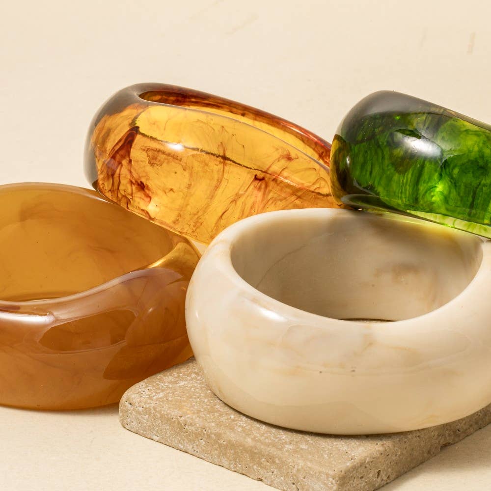 Large Marble Resin Bangle Bracelet: KA