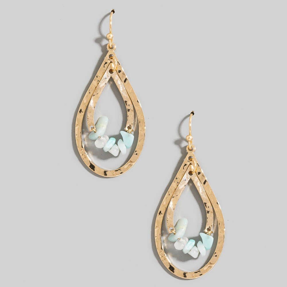 Hammered Layered Teardrop Cutout Earrings: HOWLITEGD