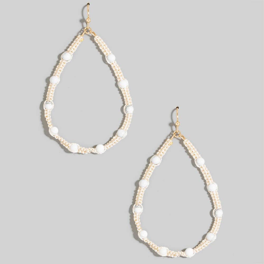 Stone Station Beads Threaded Teardrop Earrings: BMULHOW