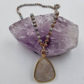 Natural Stone Pendant Long Bead Necklace