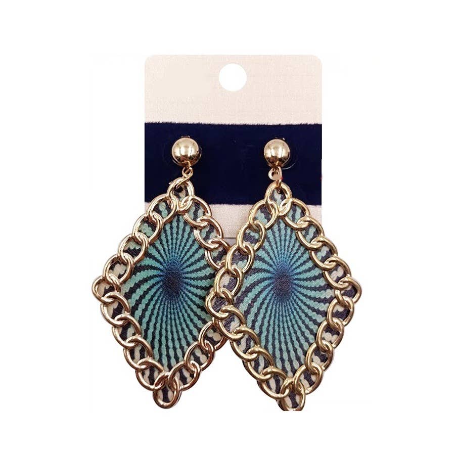 Wood With Chain Detail Dangle Earring: Assorted