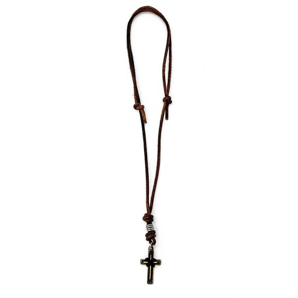 Aadi Classic Cross Leather Necklace