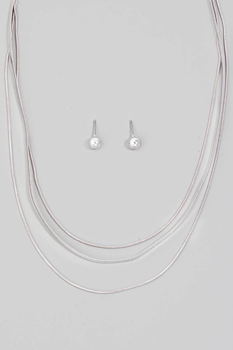 Triple Layered Dainty Classic Chain Necklace Set: GD