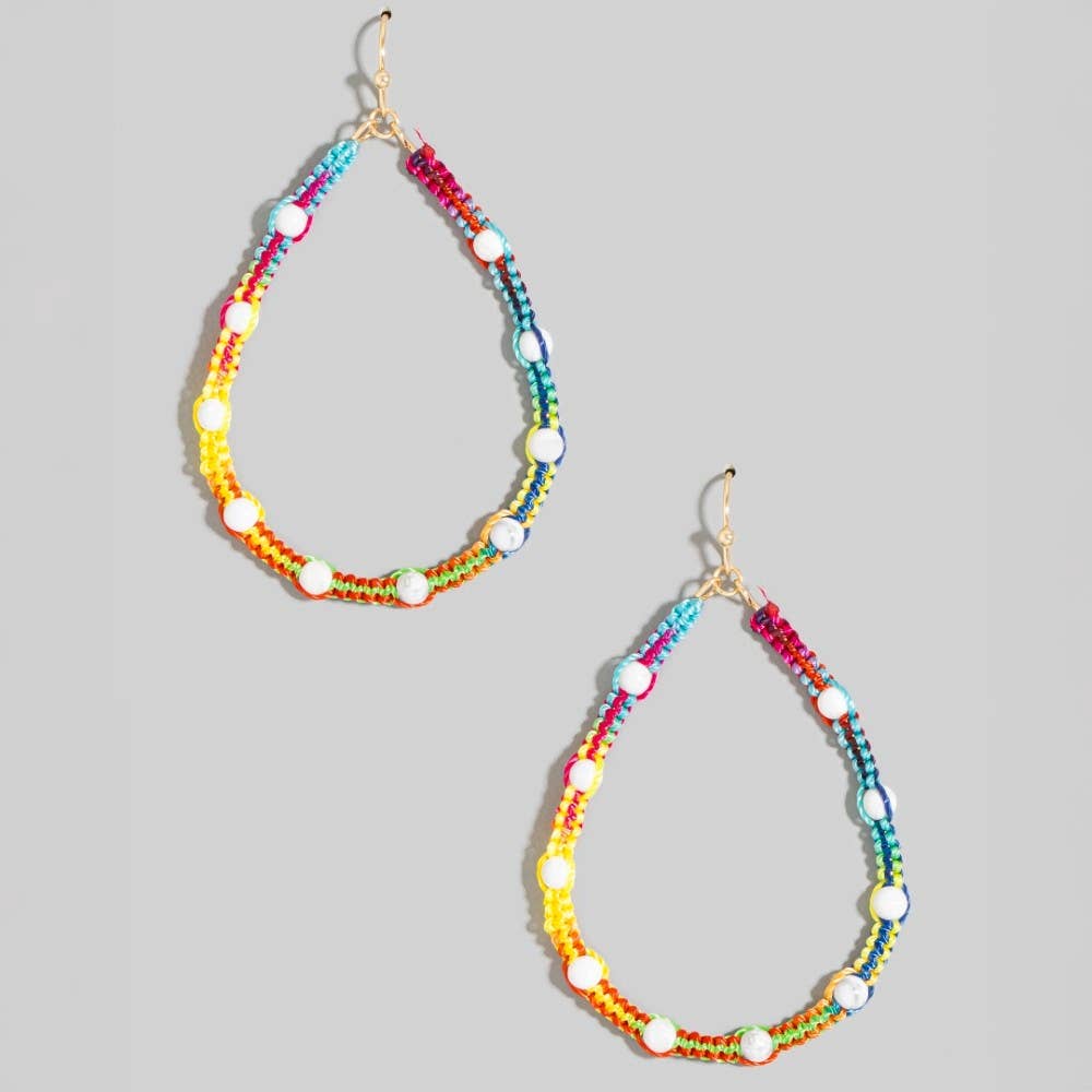 Stone Station Beads Threaded Teardrop Earrings: BMULHOW