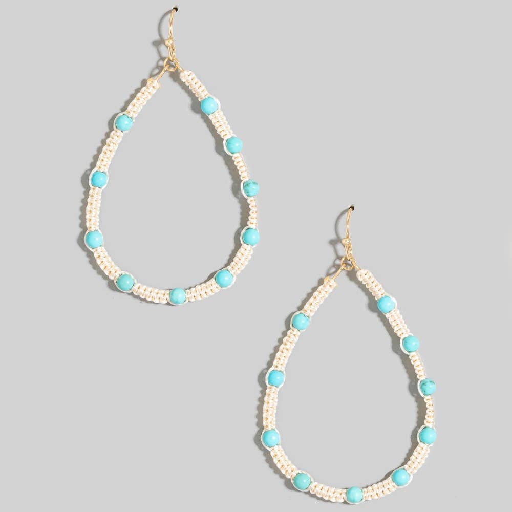 Stone Station Beads Threaded Teardrop Earrings: BMULHOW
