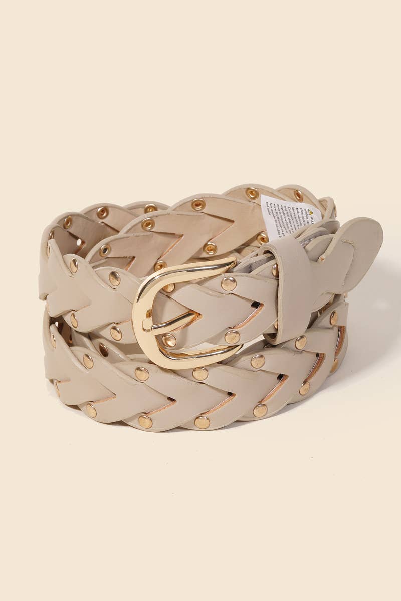 Braided Design Fashion Vegan Leather Belt: IV