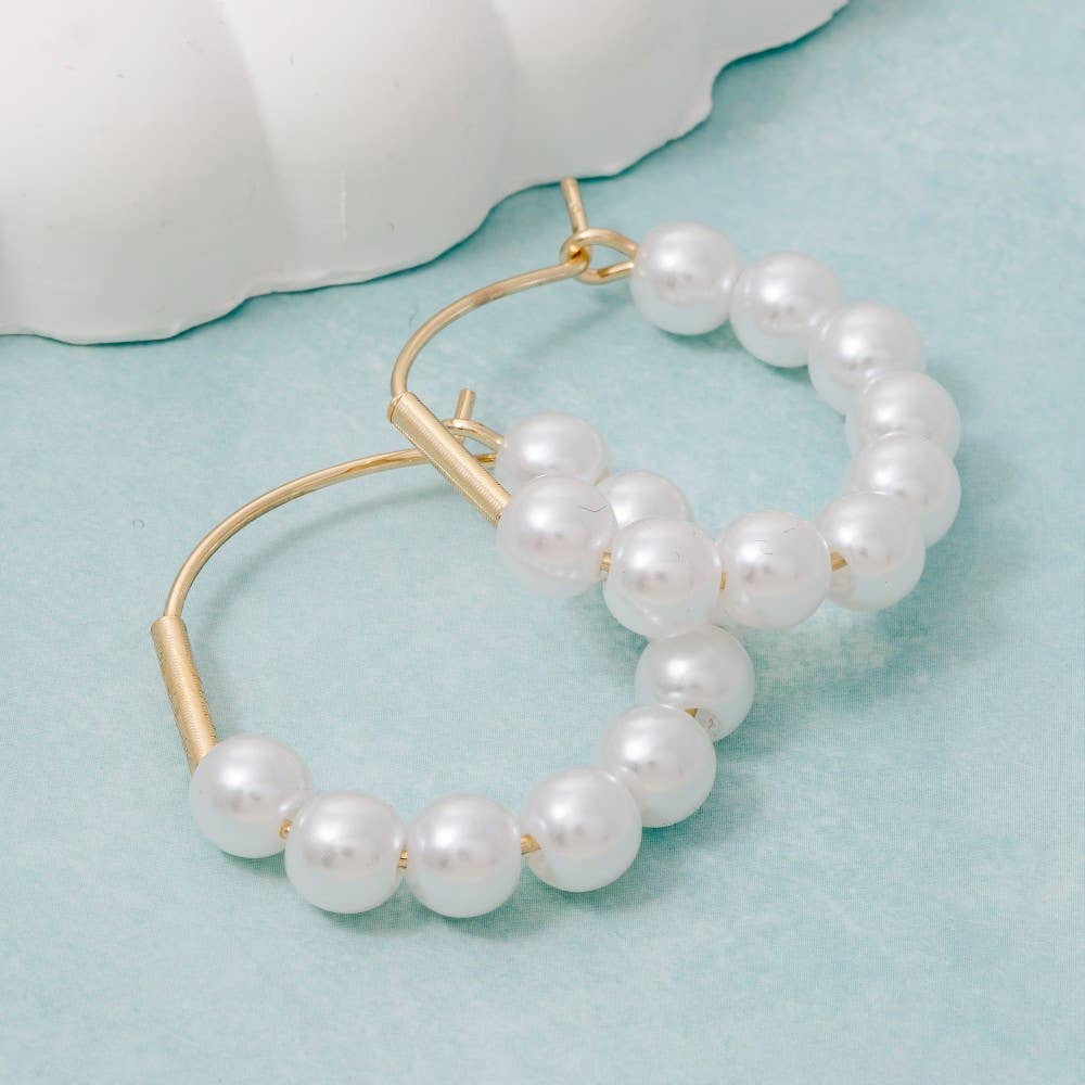 Pearl Beaded Hoop Earrings: GD