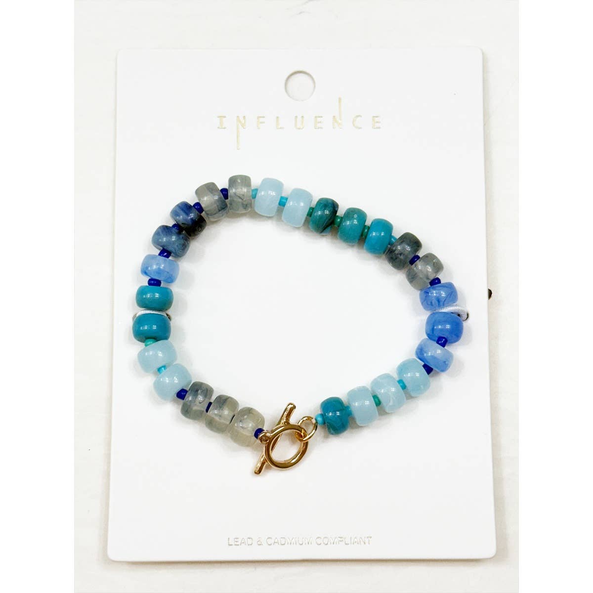 Round Shaped Resin Beads Ombre Mixed Bracelet: TURQUOISE