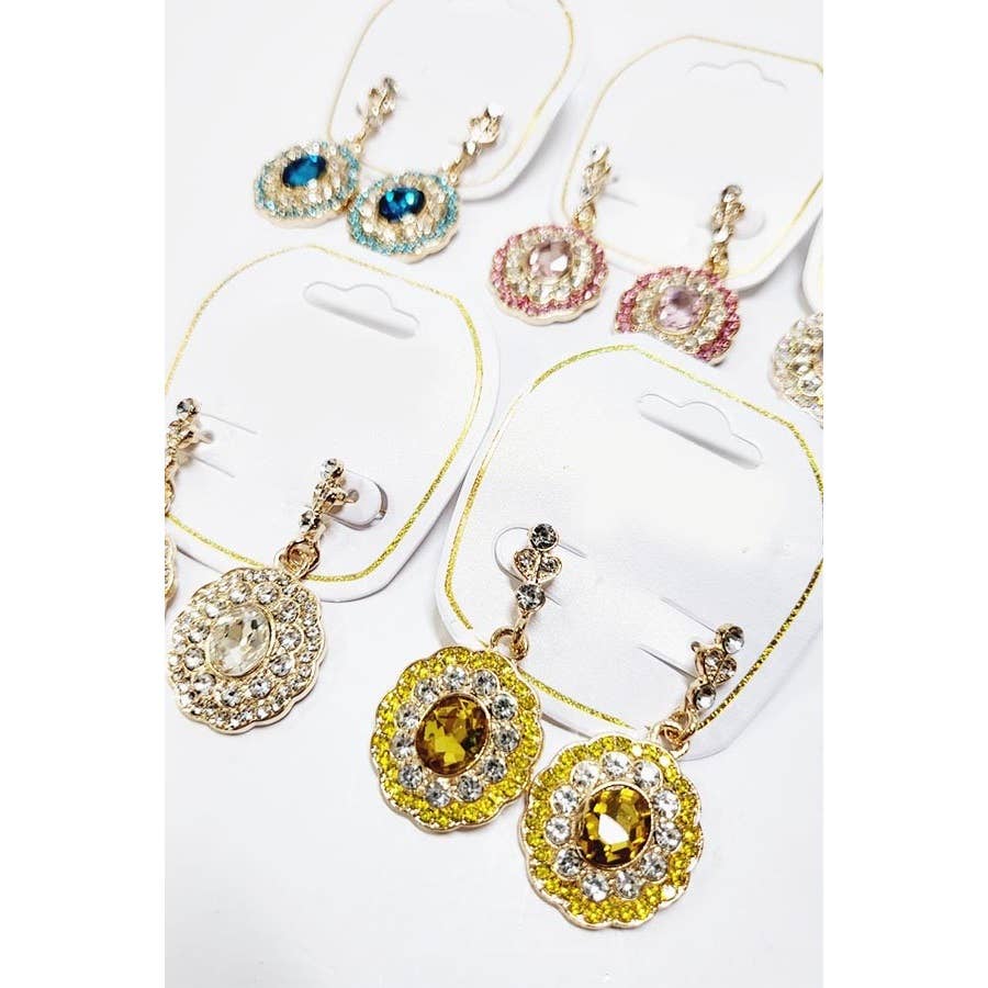 Two Tone Rhinestone Dangle Earrings: Assorted Color