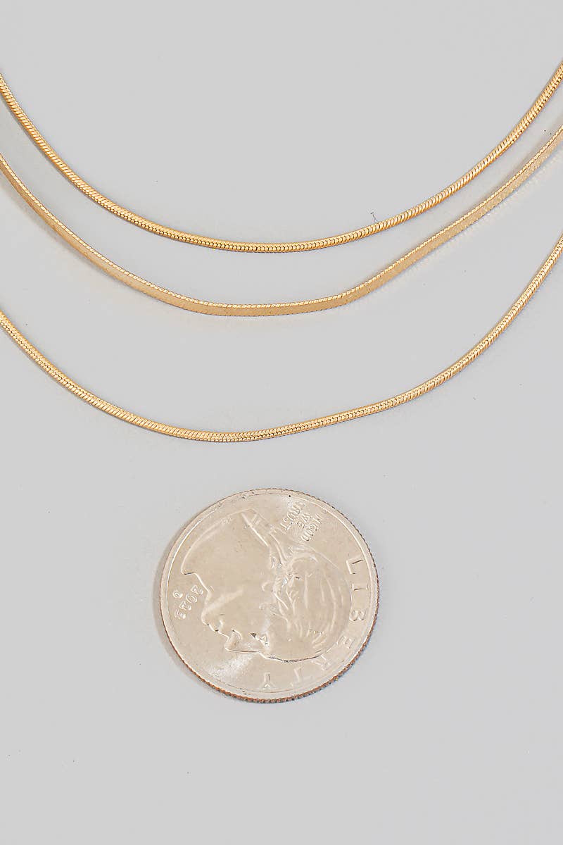 Triple Layered Dainty Classic Chain Necklace Set: GD