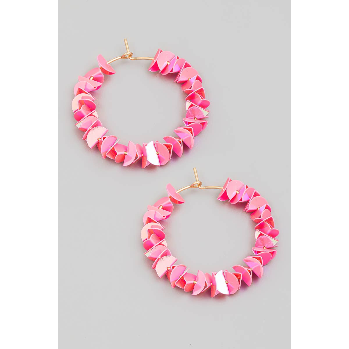 Layered Sequin Hoop Earrings: AB