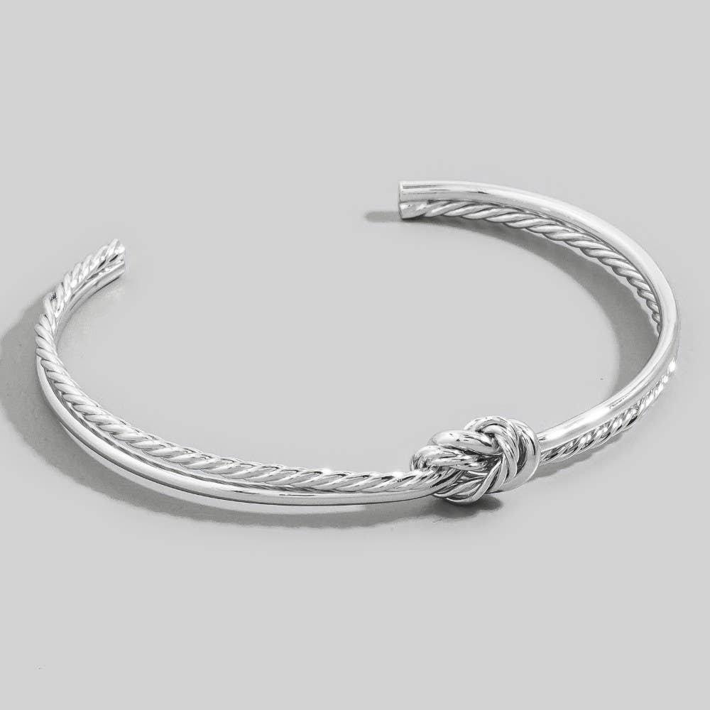 Wire Smooth Rope Knot Open Cuff Bracelet: G