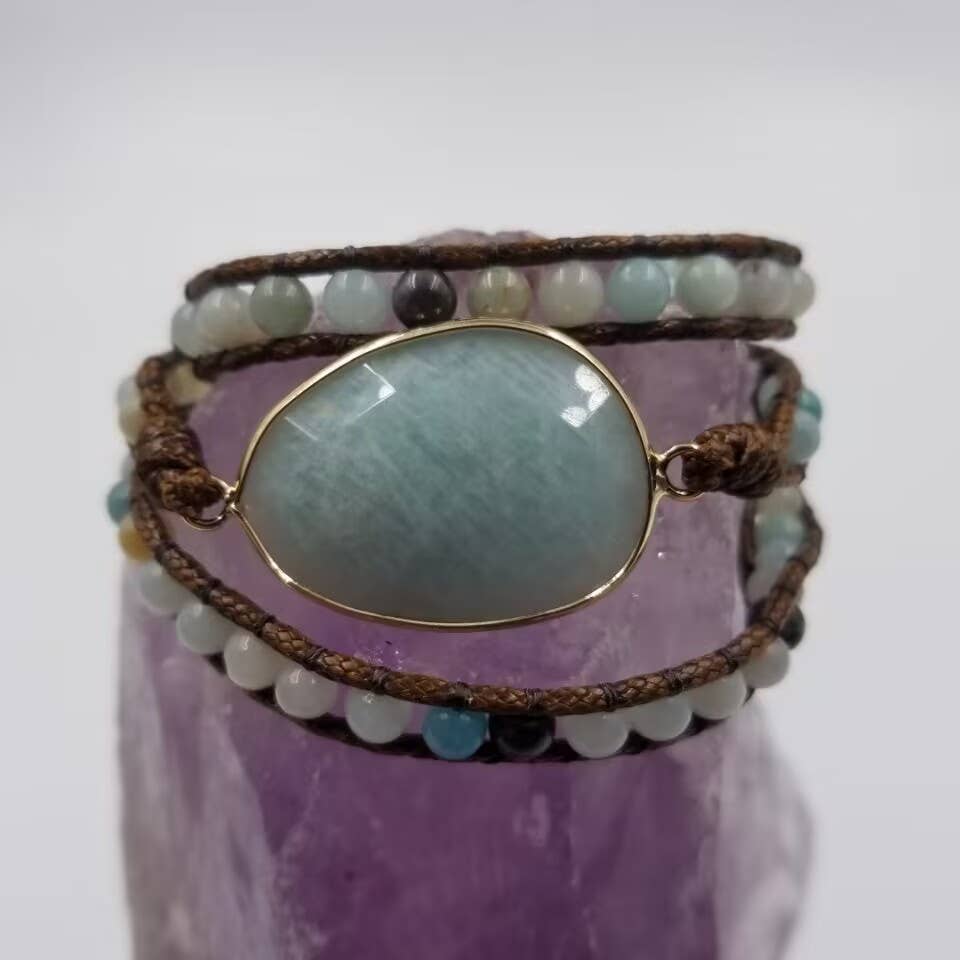 Natural Stone Gemstone Beaded Wrap Bracelets