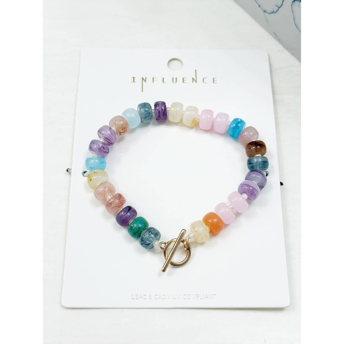 Round Shaped Resin Beads Ombre Mixed Bracelet: TURQUOISE