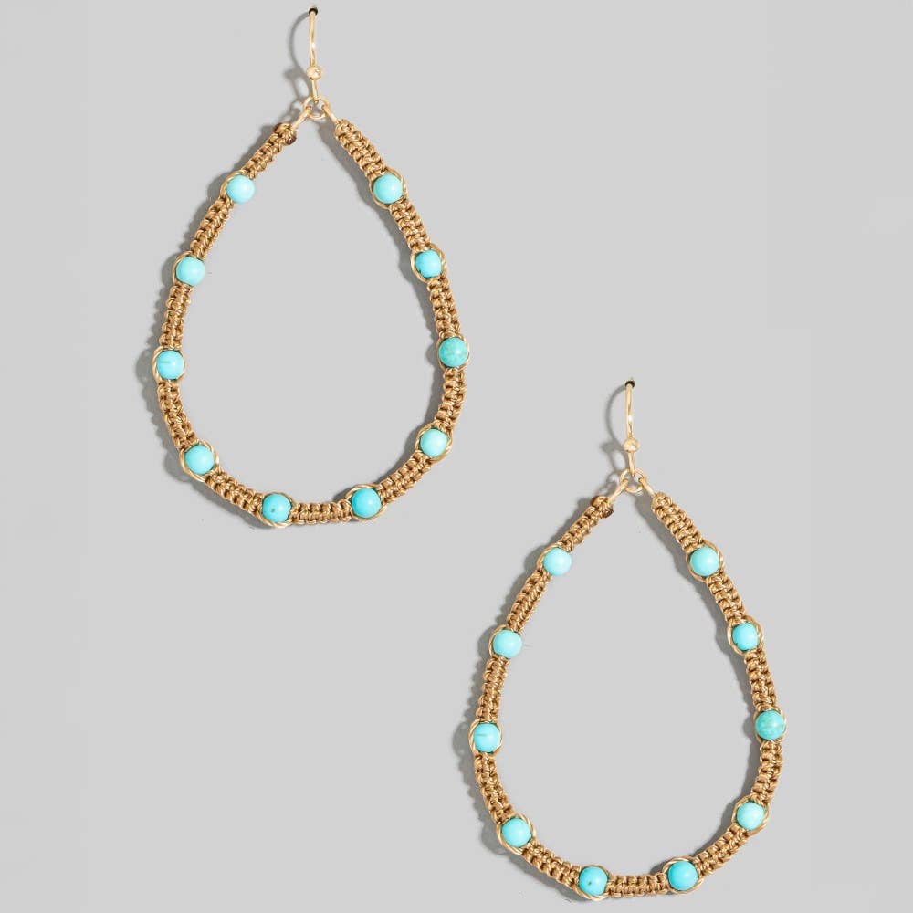 Stone Station Beads Threaded Teardrop Earrings: BMULHOW
