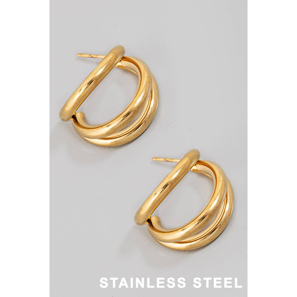 Stainless Steel Layered Tube Hoop Earrings: G