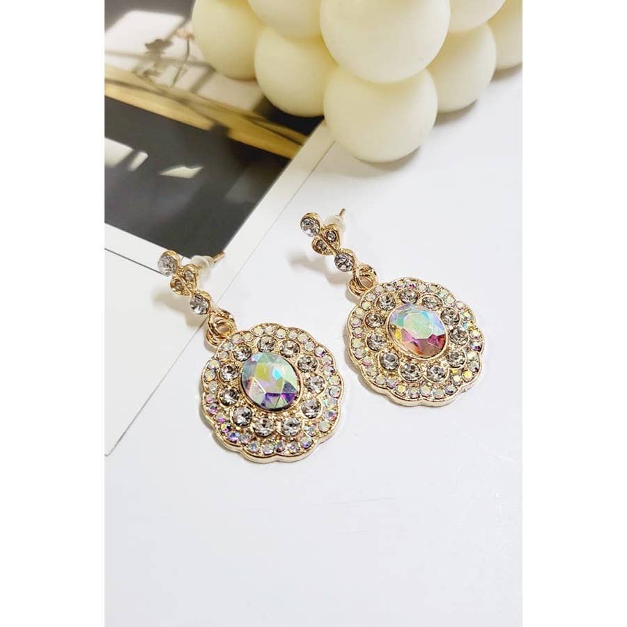 Two Tone Rhinestone Dangle Earrings: Assorted Color
