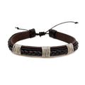 Aadi Wrapped Leather Braid Brown Pull Tie Men's Bracelet