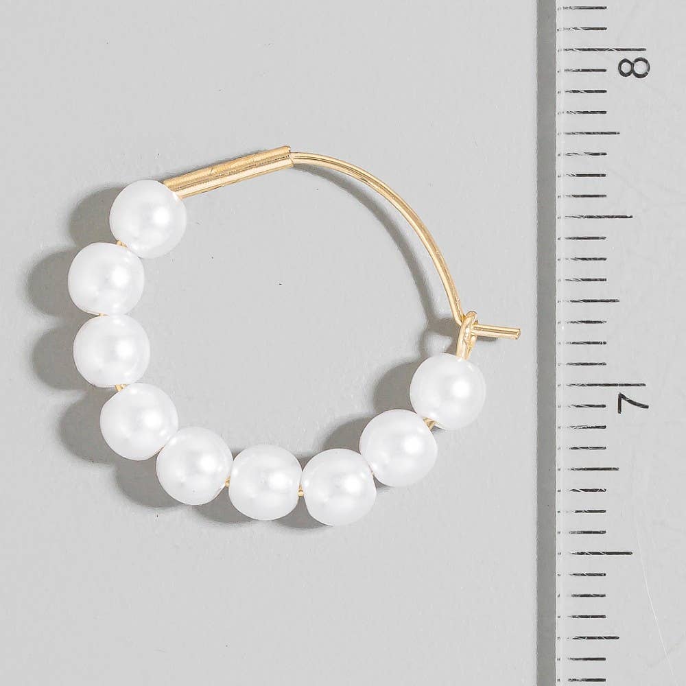 Pearl Beaded Hoop Earrings: GD